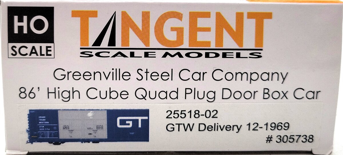 Tangent 25518-02 HO Grand Trunk Western High Cube Quad Plug Door Boxcar #305738 LN/Box