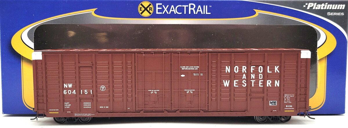 ExactRail EP-80602-2 HO Norfolk & Western P-S 60' Waffle Side Boxcar #604151 LN/Box