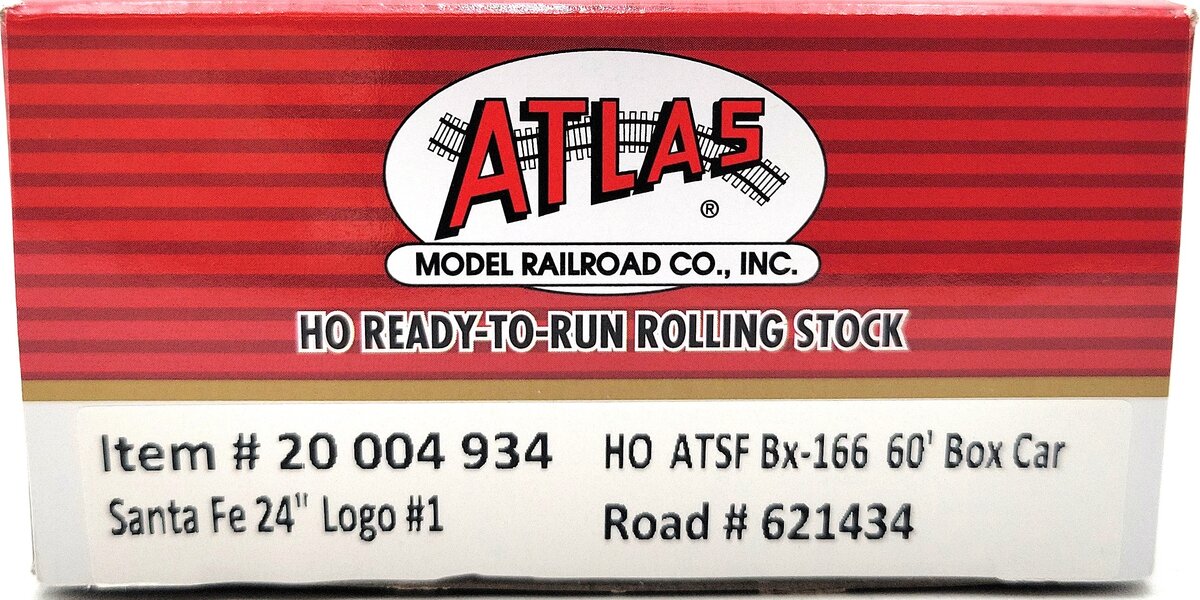 Atlas 20004934 HO Santa Fe 24" Logo #1 BX-166 Box Car #621434 LN/Box