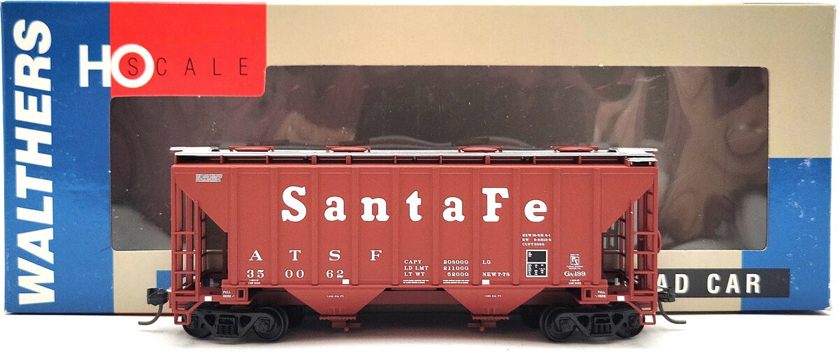 Walthers 932-5376 HO ATSF 100 Ton Cement Covered Hopper #350062 LN/Box