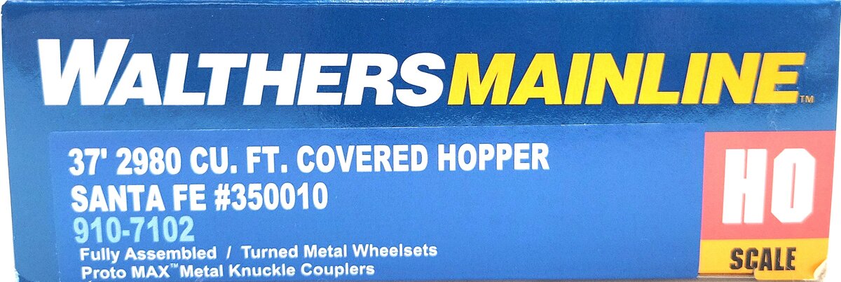 Walthers 910-7102 HO Scale ATSF 37' Covered Hopper Car #350010 LN/Box
