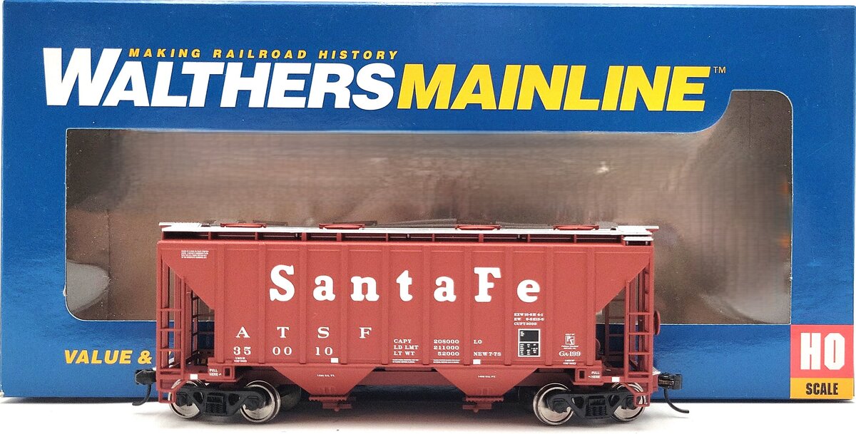 Walthers 910-7102 HO Scale ATSF 37' Covered Hopper Car #350010 LN/Box
