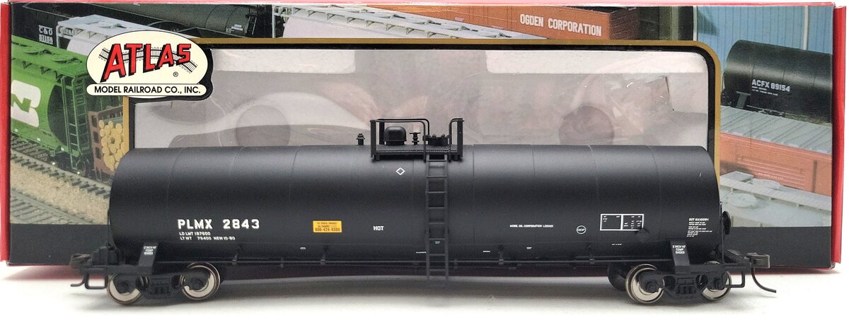 Atlas 1634-2 HO Scale PLMX (Mobil Oil) 23,500 Gallon Tank Car #2843 LN/Box
