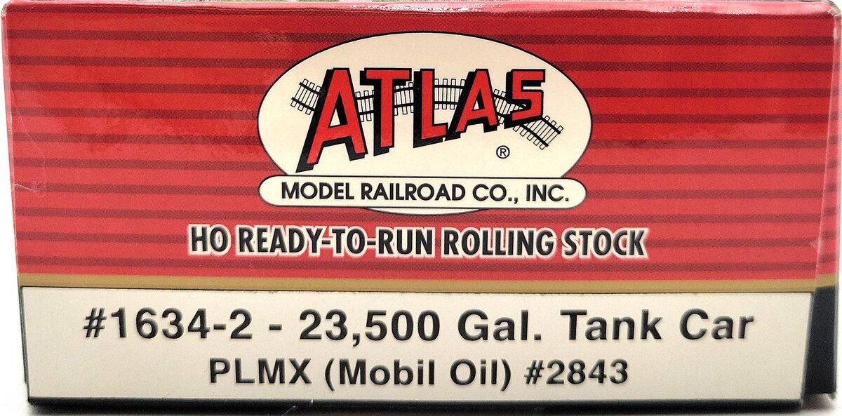 Atlas 1634-2 HO Scale PLMX (Mobil Oil) 23,500 Gallon Tank Car #2843 LN/Box