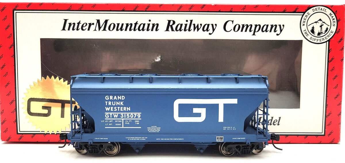 InterMountain H1065F HO Grand Trunk Western ACF 2-Bay Covered Hopper #315095 LN/Box