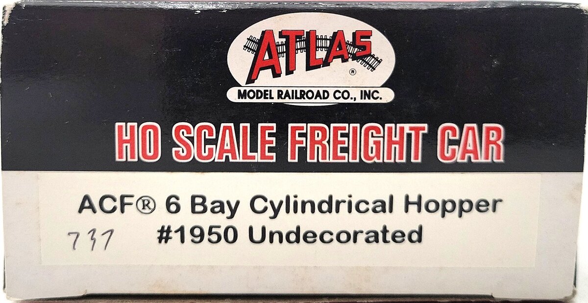 Atlas 1950 HO Scale Undecorated 6-Bay Cylindrical Hopper NIB