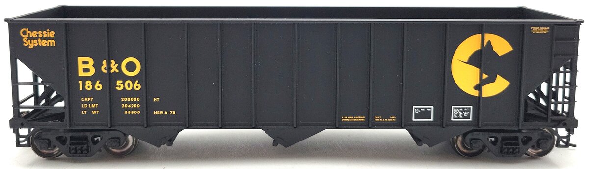 Bowser 40593 HO 100-Ton Triple Hopper, Chessie/B&O #186506
