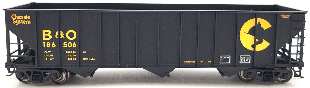 Bowser 40593 HO 100-Ton Triple Hopper, Chessie/B&O #186506
