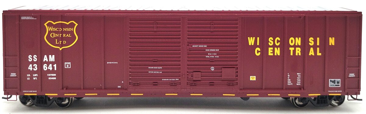 Athearn 87362 HO Scale Wisconsin Central 50' FMC Double Door Box Car #43641