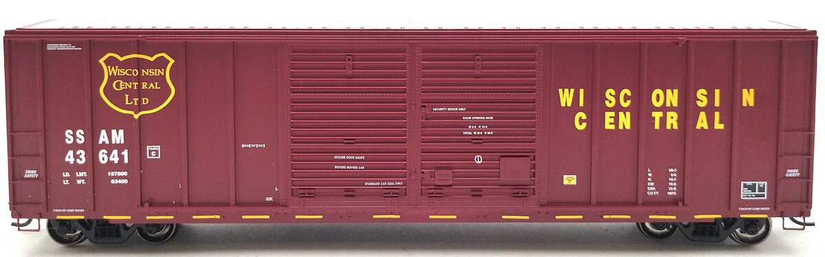 Athearn 87362 HO Scale Wisconsin Central 50' FMC Double Door Box Car #43641
