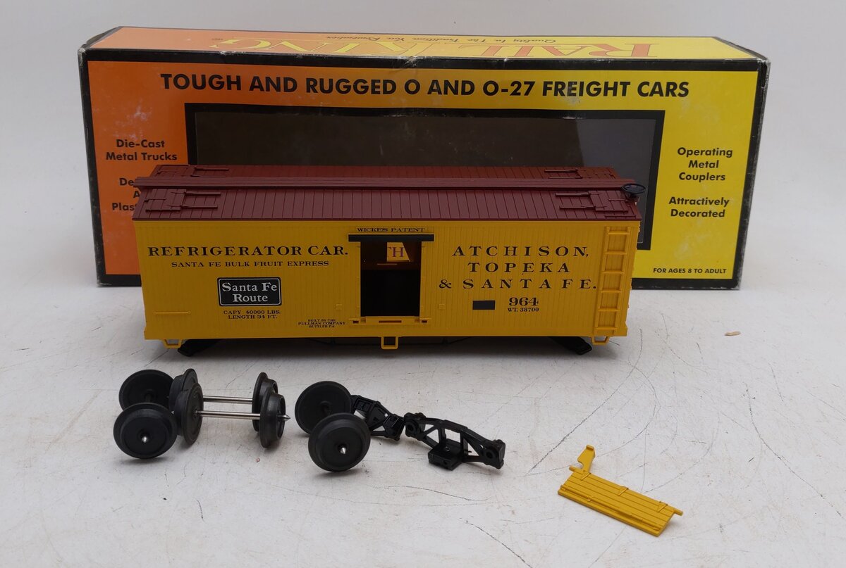MTH 30-4157A O-27 Atchison Topeka & Santa Fe 19th Century Reefer Car EX/Box