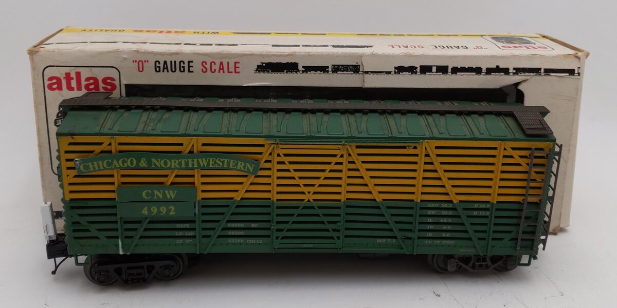 Atlas 6222 O Scale Chicago & North Western Stock Car #4992 - 2 Rail EX/Box