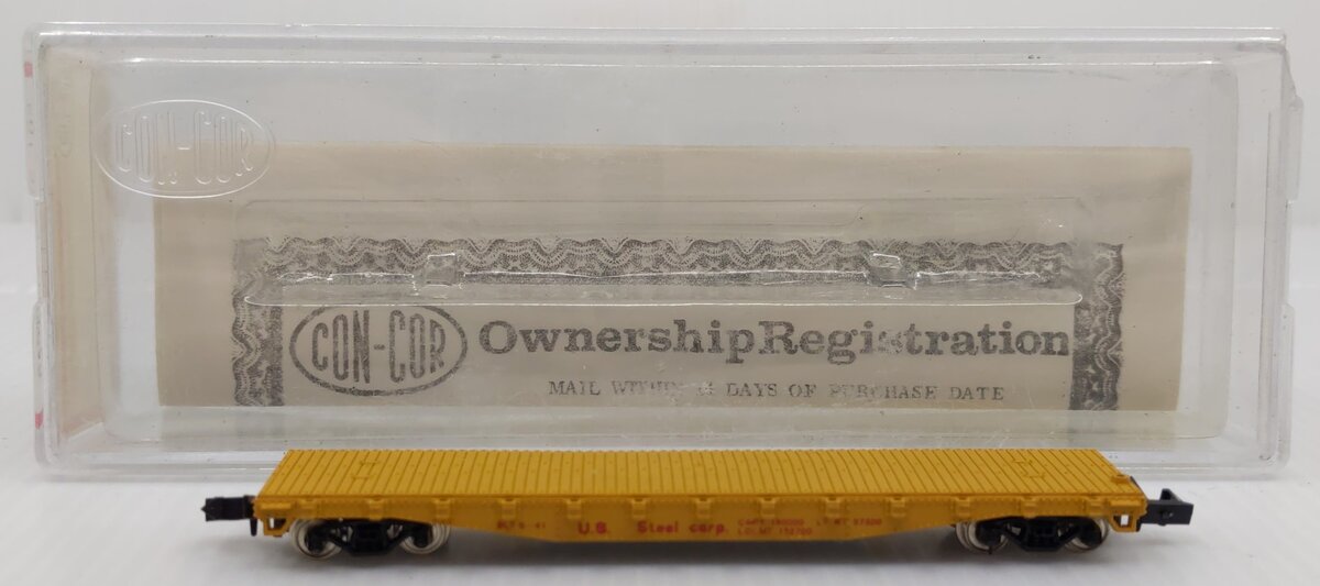 Con-Cor 1201-E N Scale U.S. Steel 50' Steel Flatcar #57300 EX/Box