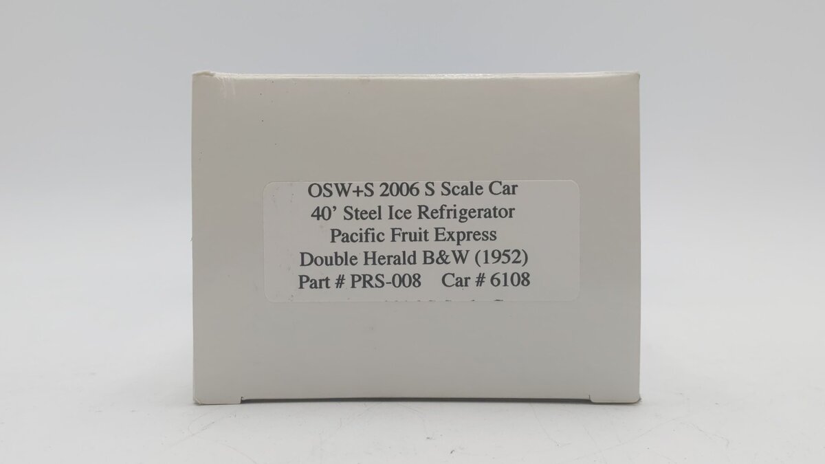 Pacific Rail PRS-008 S Scale PFE 40' Steel Ice Refrigerator Car #6108 EX/Box