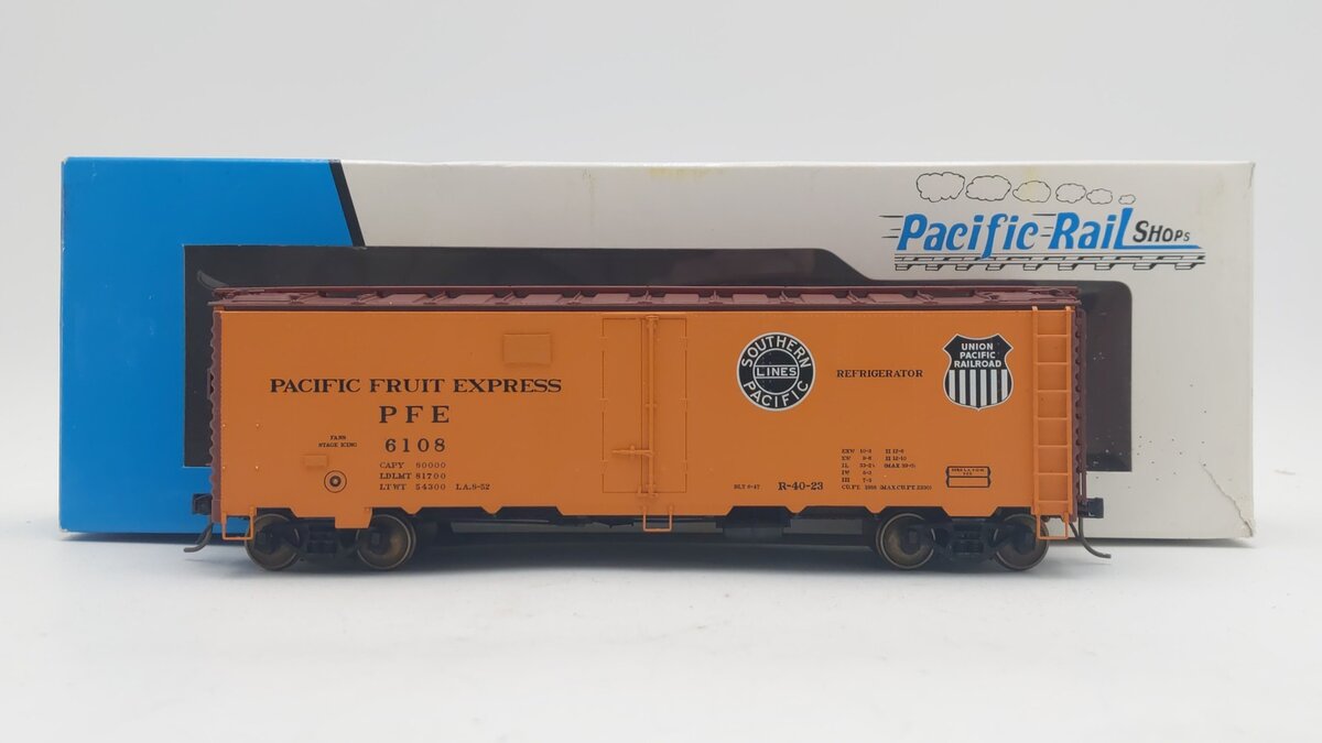 Pacific Rail PRS-008 S Scale PFE 40' Steel Ice Refrigerator Car #6108 EX/Box