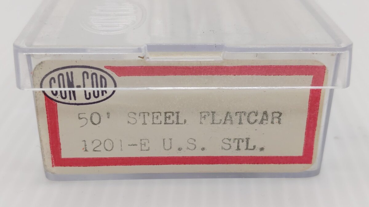 Con-Cor 1201-E N Scale U.S. Steel 50' Steel Flatcar #57300 EX/Box