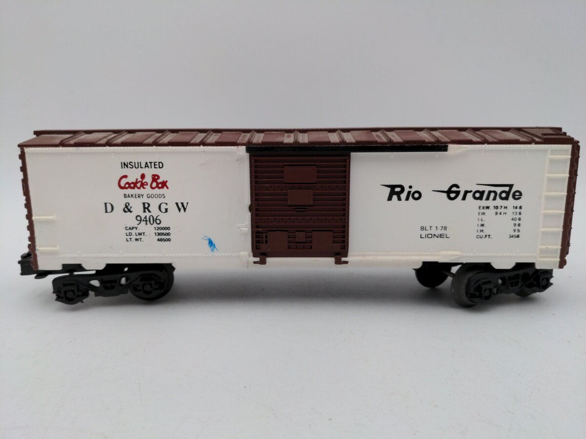 Lionel 6-9406 O Gauge Denver and Rio Grande West Cookie Boxcar VG/Box