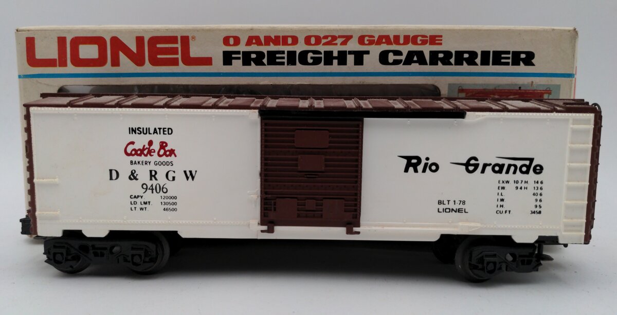 Lionel 6-9406 O Gauge Denver and Rio Grande West Cookie Boxcar VG/Box