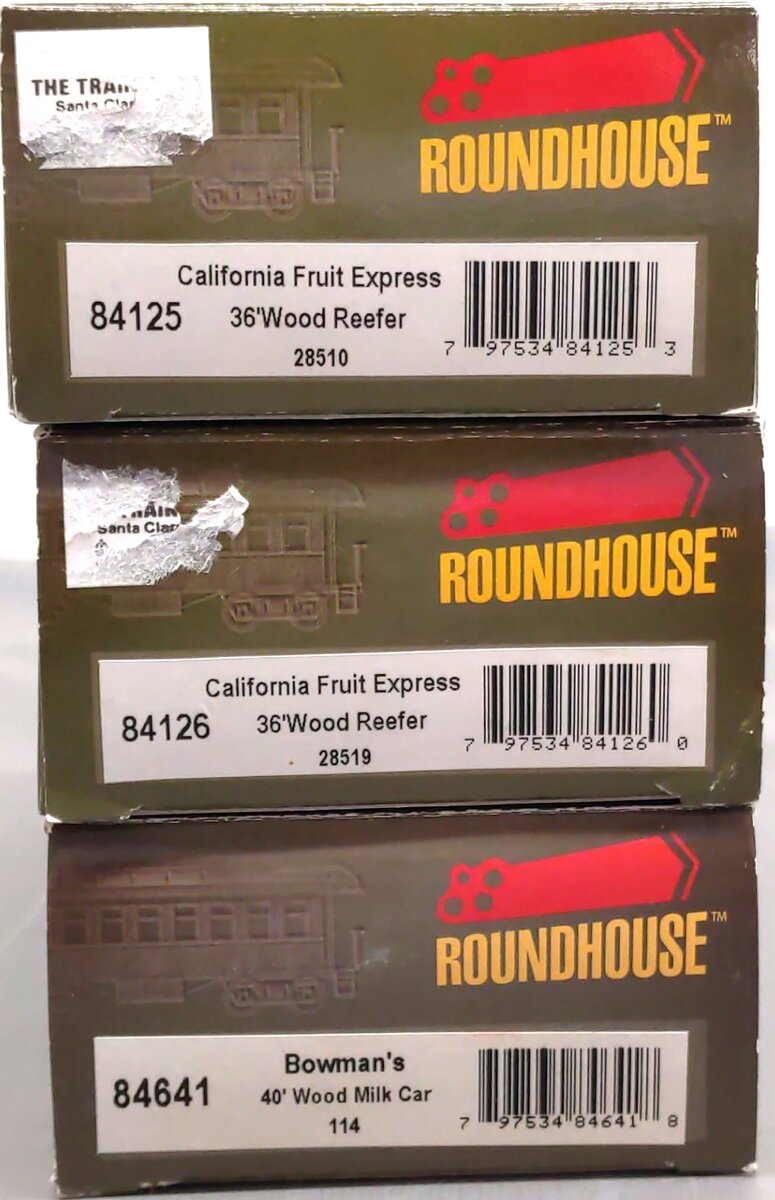 Roundhouse Assorted HO Scale Freight Cars: 28510, 28519, 114 [3] LN/Box