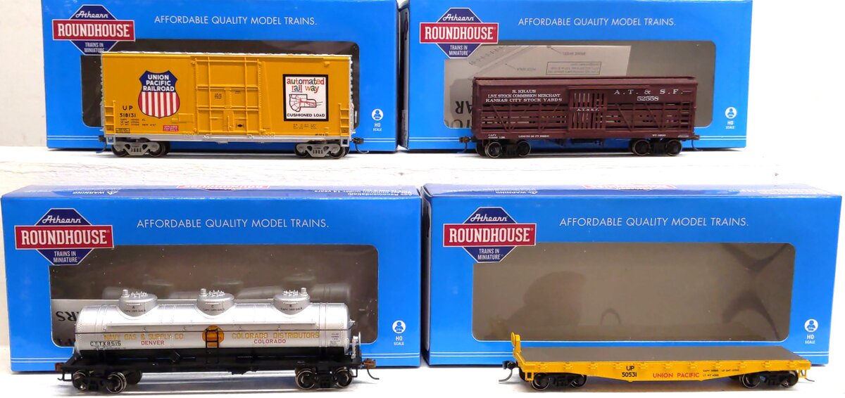 Roundhouse Assorted HO Scale Freight Cars: 8518, 518131, 50531, 52558 [4] LN/Box