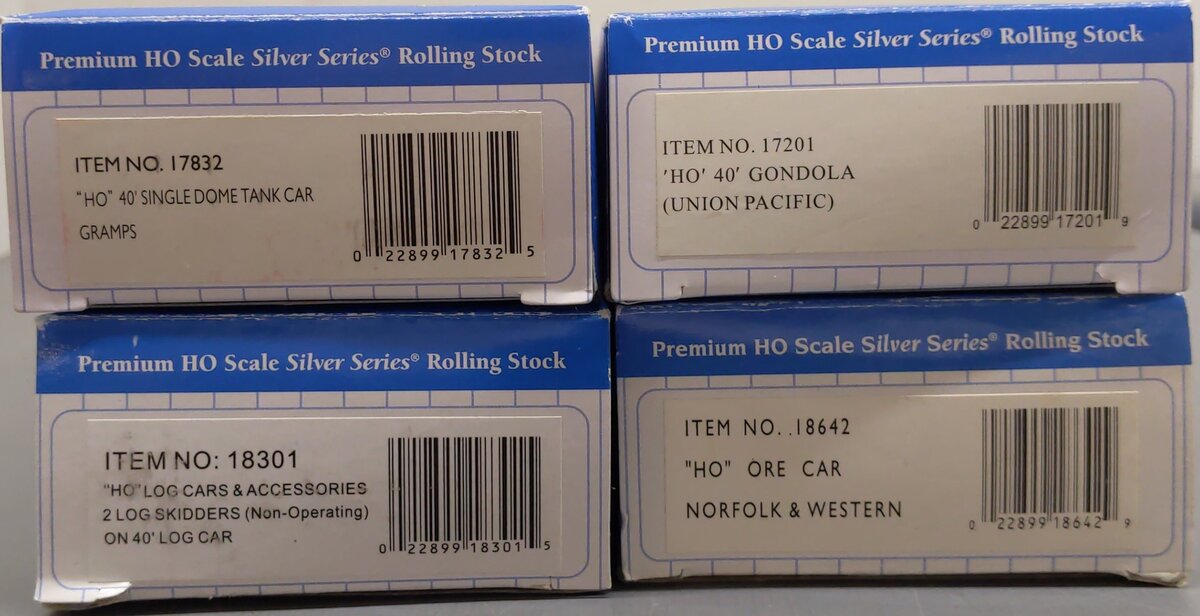 Bachmann Assorted HO Scale Freight Cars: 17201, 18642, 17832, 18301 [4] LN/Box