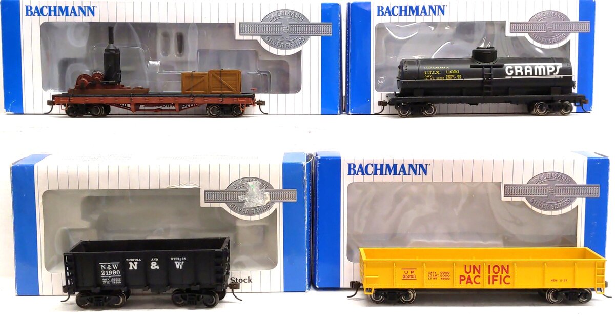 Bachmann Assorted HO Scale Freight Cars: 17201, 18642, 17832, 18301 [4] LN/Box
