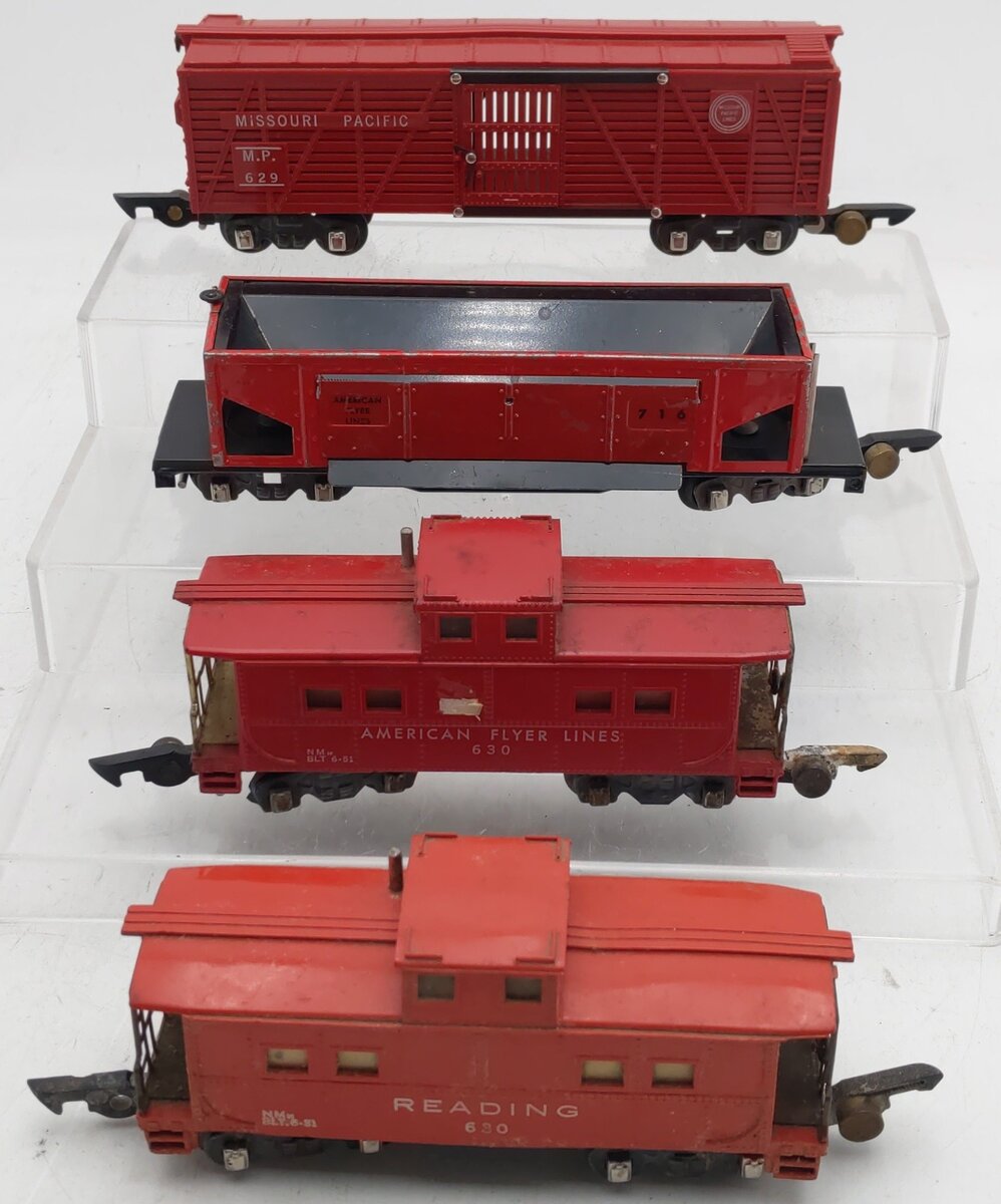 American Flyer Vintage S Gauge Freight Cars #629,630,716,630 [4] VG