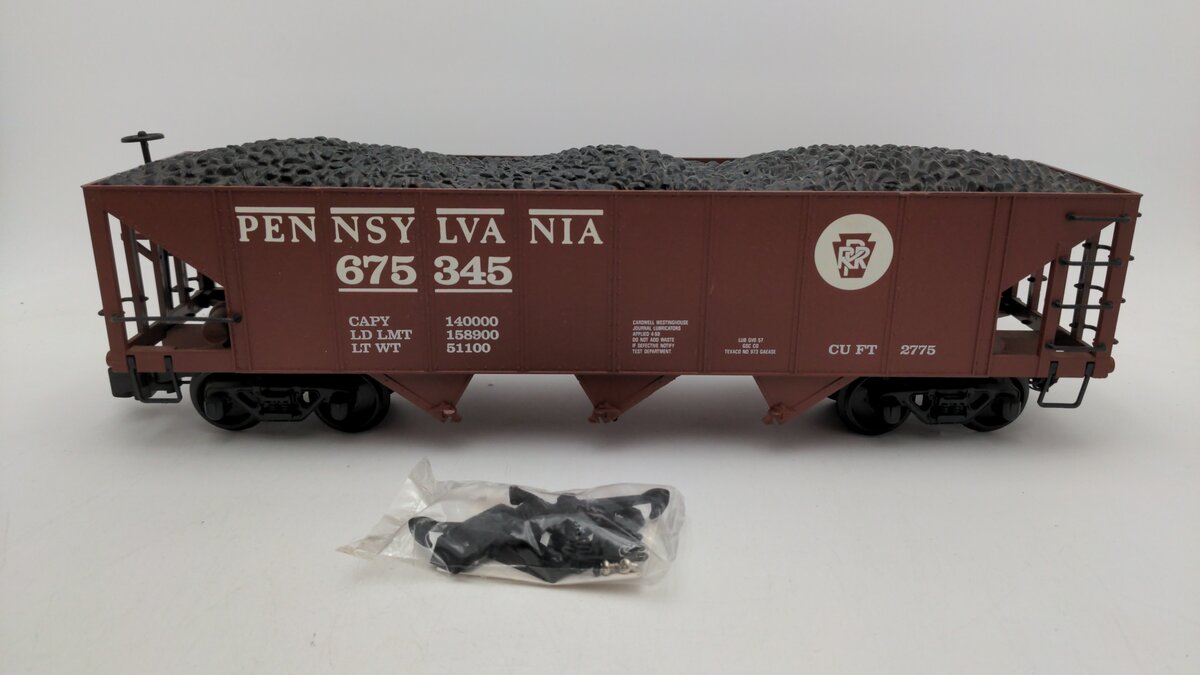 Bachmann 98214 G Scale Big Haulers Pennsylvania 3 Bay Hopper #675345 W/Coal Load EX/Box