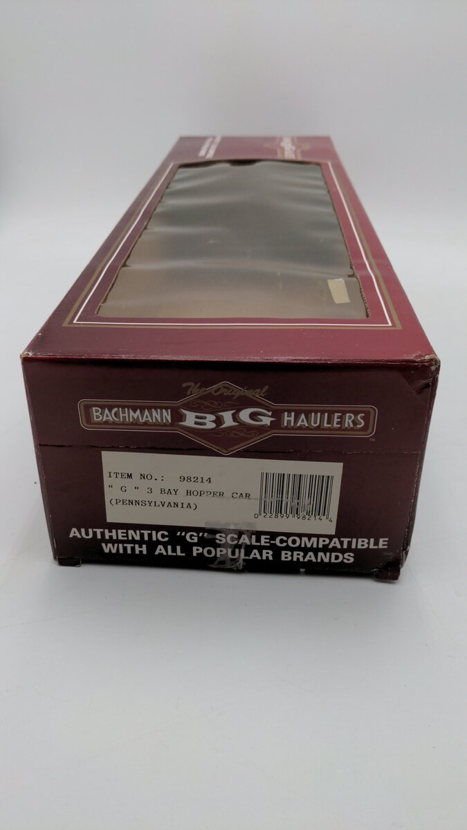 Bachmann 98214 G Scale Big Haulers Pennsylvania 3 Bay Hopper #675345 W/Coal Load EX/Box