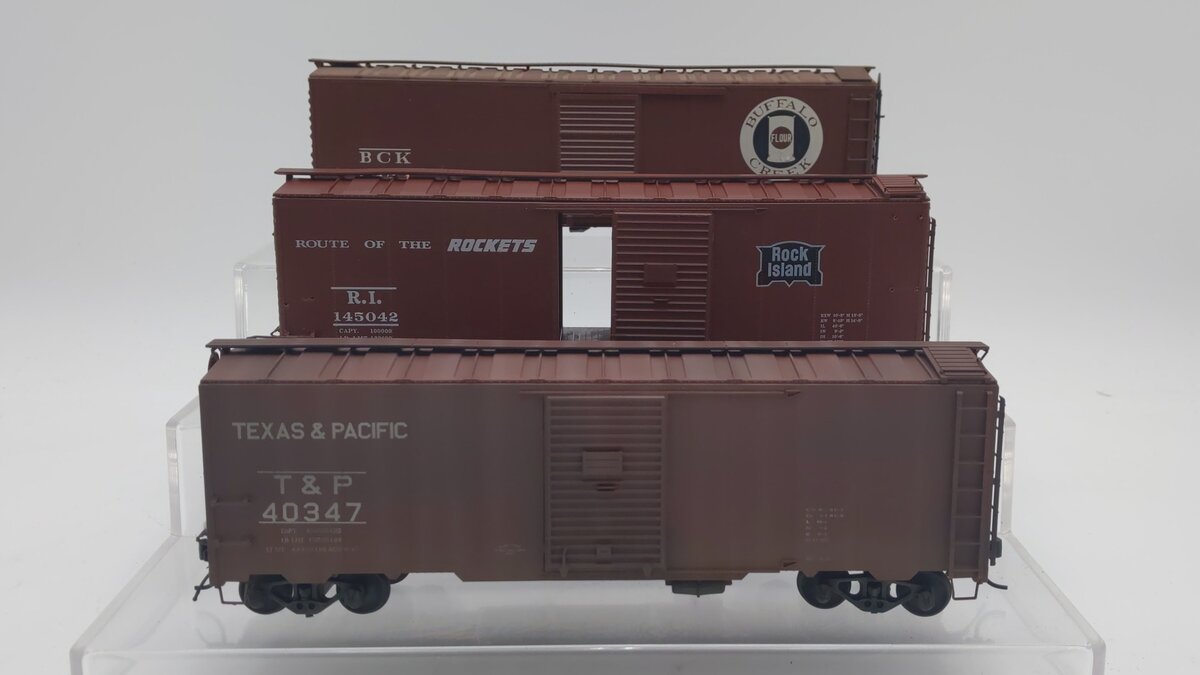 Pacific Rail S Scale Boxcars: 2454, 145042, 40347 [3] VG
