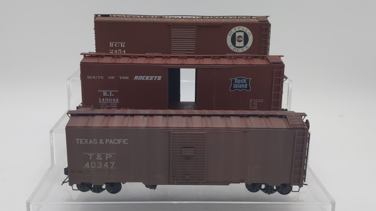 Pacific Rail S Scale Boxcars: 2454, 145042, 40347 [3] VG