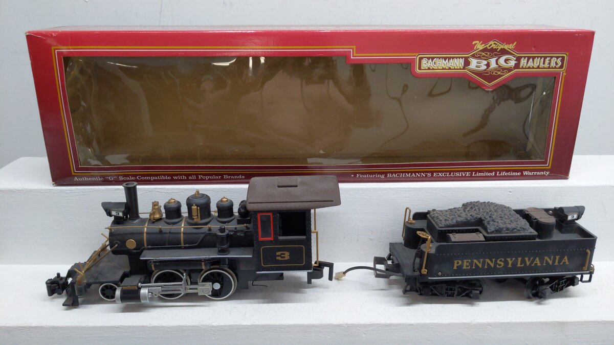 Bachmann 91114 G Gauge Pennsylvania Railroad 2-4-2 Steam Locomotive & Tender #3/Box
