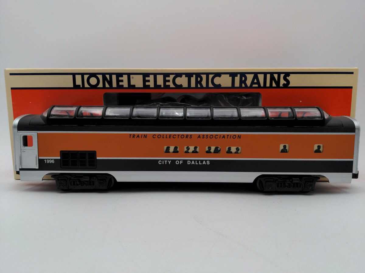 Lionel 6-52085 O Gauge 1996 TCA "City of Dallas" Dallas Full Vista Dome Car EX/Box