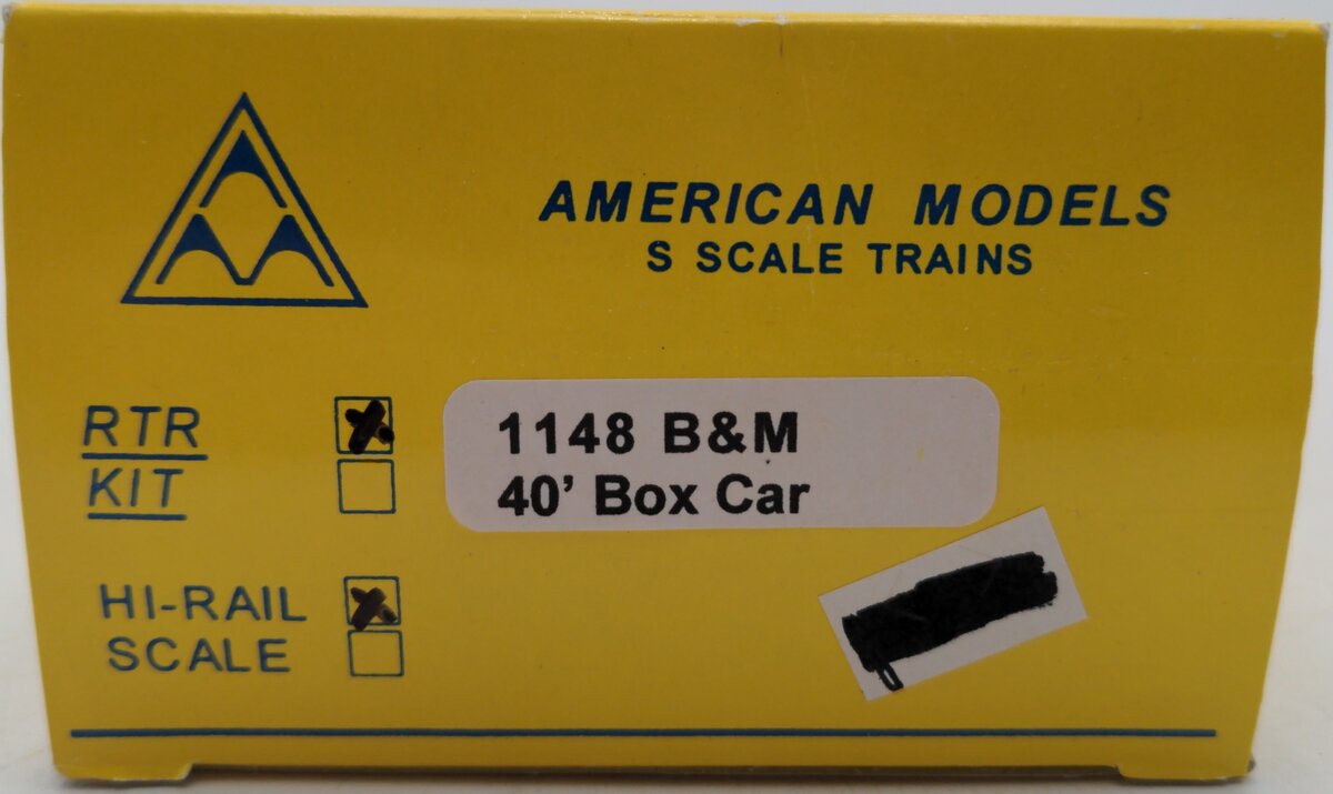 American Models 1148 S Scale (Hi-Rail) Boston and Maine 40' Box Car #76049 EX/Box