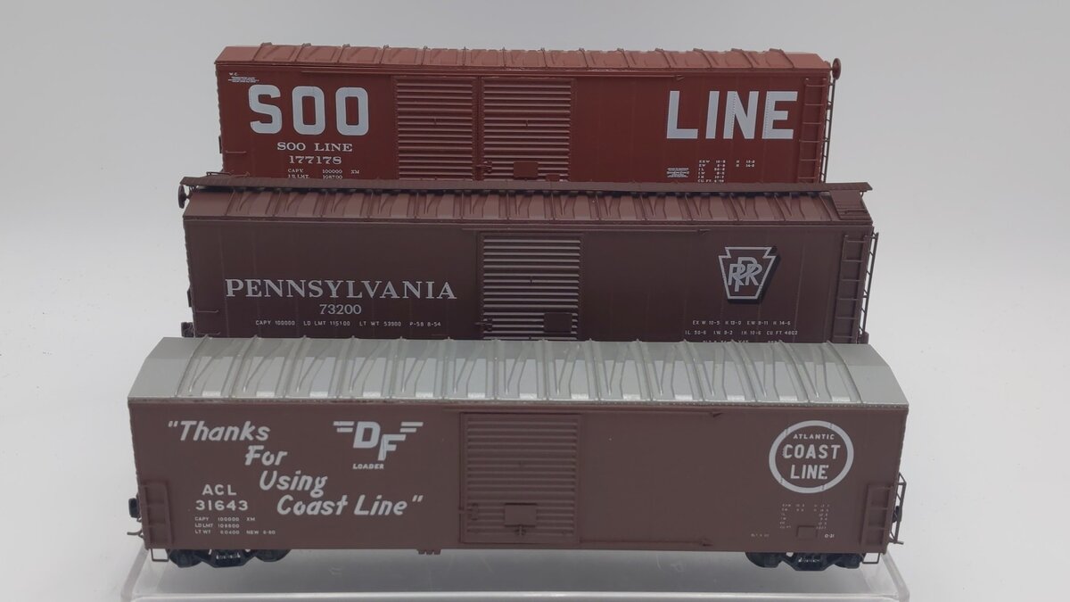 Pacific Rail S Scale Boxcars: 31643, 177178, 73200 [3] VG