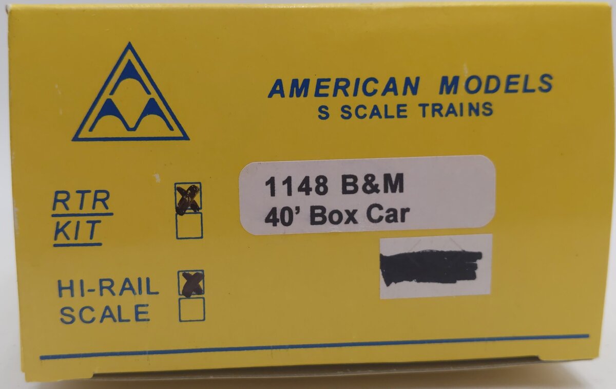 American Models 1148 S Scale (Hi-Rail) Boston and Maine 40' Box Car #76058 EX/Box