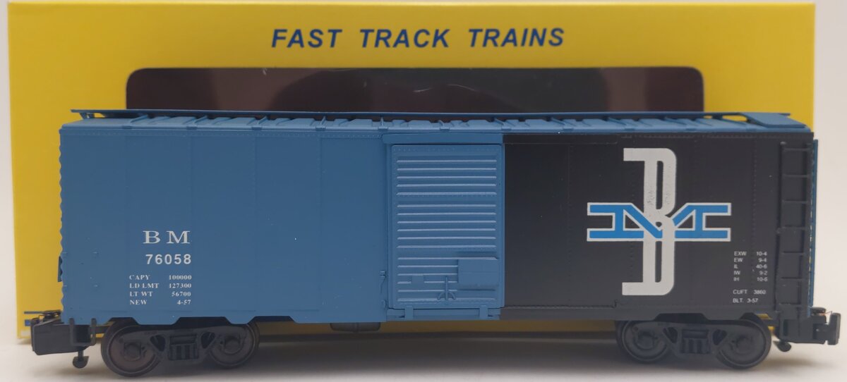 American Models 1148 S Scale (Hi-Rail) Boston and Maine 40' Box Car #76058 EX/Box