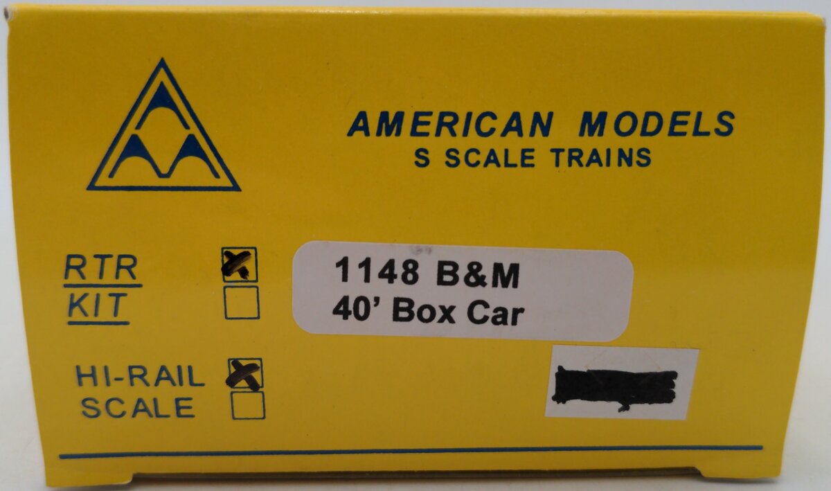 American Models 1148 S Scale (Hi-Rail) Boston and Maine 40' Box Car #76051 EX/Box