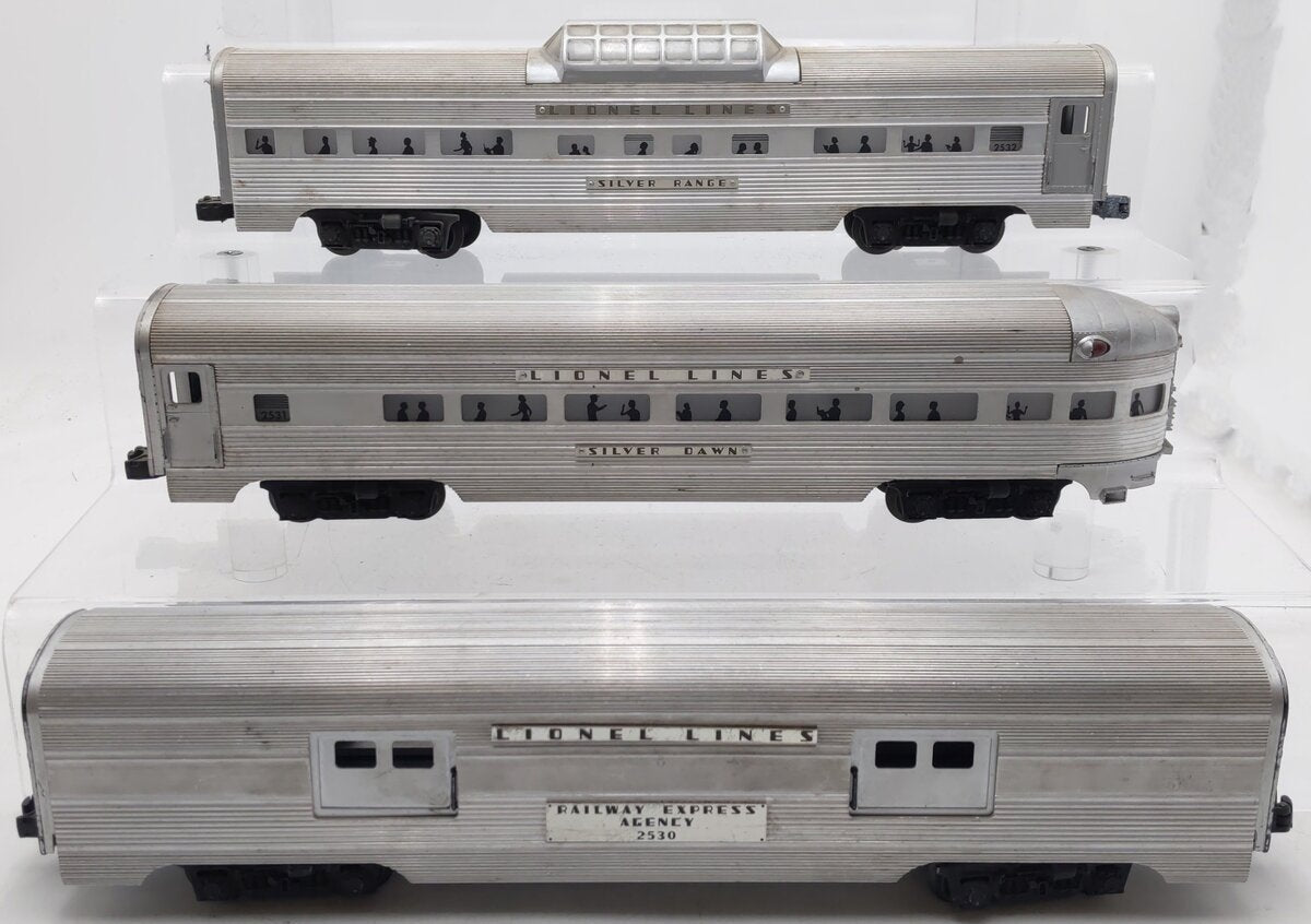 Lionel Vintage O Gauge Lionel Lines Aluminum Passenger Cars: #2531,2530,2532 [3] VG