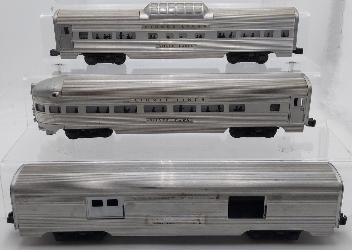Lionel Vintage O Gauge Lionel Lines Aluminum Passenger Cars: #2531,2530,2532 [3] VG