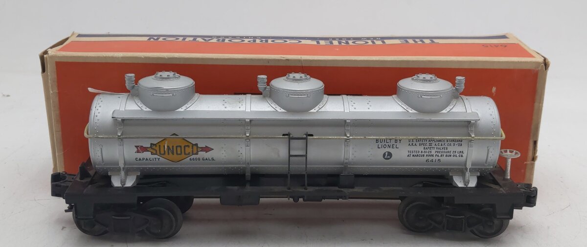 Lionel 6415 Vintage O Sunoco Triple Dome Tank Car- 8000 Gallon VG/Box