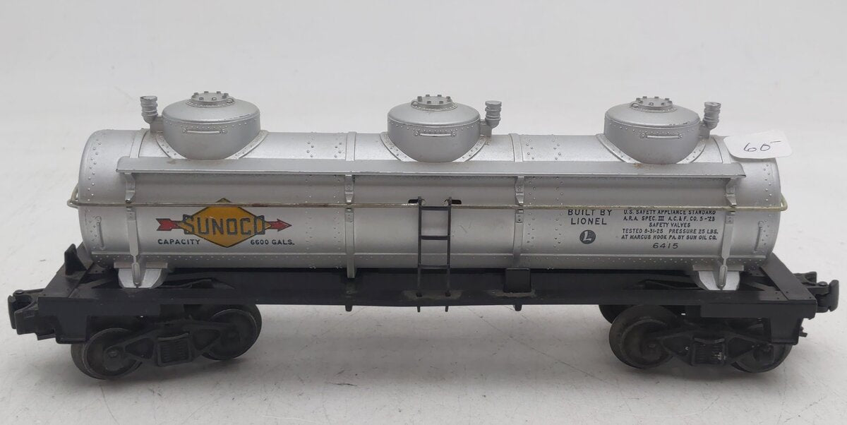 Lionel 6415 Vintage O Sunoco Triple Dome Tank Car- 8000 Gallon VG/Box