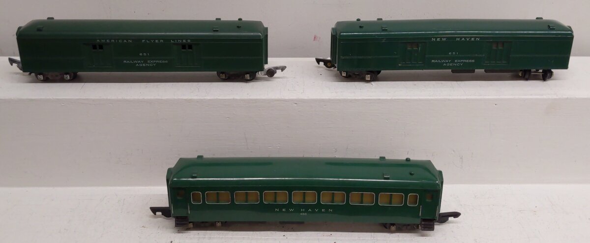 American Flyer S Gauge Assorted Passenger Cars #651,651,650 [3] VG