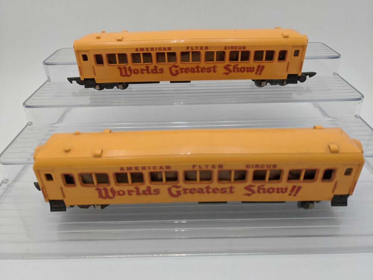 American Flyer S Vintage Circus Worlds Greatest Show Passenger Cars [2] VG
