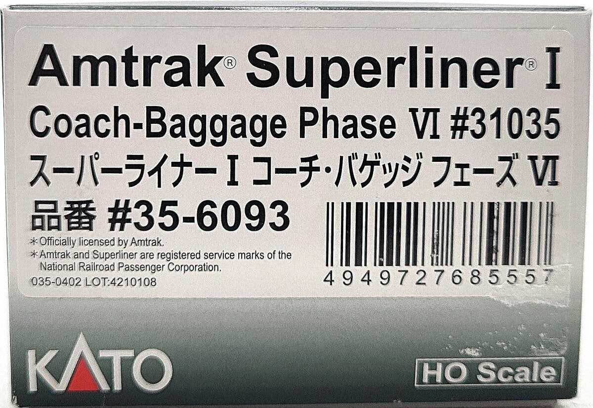 Kato 35-6093 HO Amtrak Superliner I Phase VI Coach-Baggage #31035 LN/Box