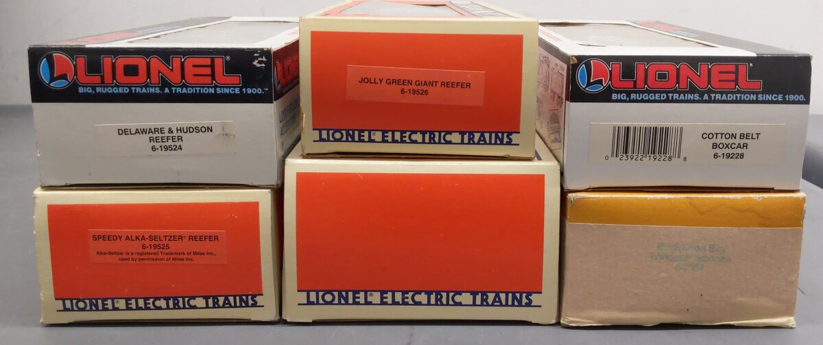 Lionel O Assorted Freight Cars 6-19526, 6-19525, 6-19524, 6-9387, 6-1922 [6] EX/Box