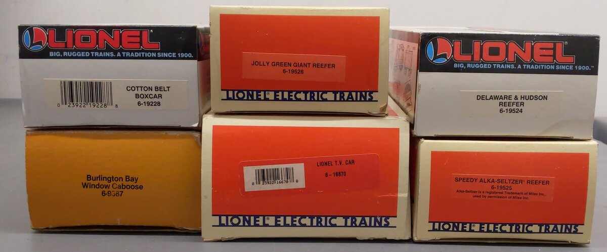 Lionel O Assorted Freight Cars 6-19526, 6-19525, 6-19524, 6-9387, 6-1922 [6] EX/Box