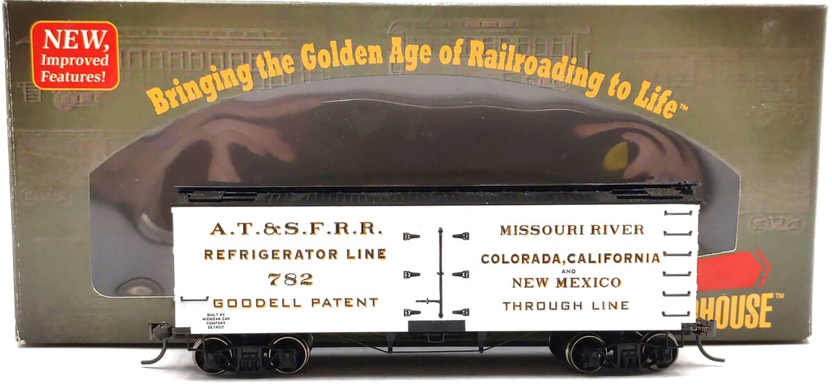 Roundhouse 84124 HO Scale AT&SF 36' Wood Reefer #782 EX/Box