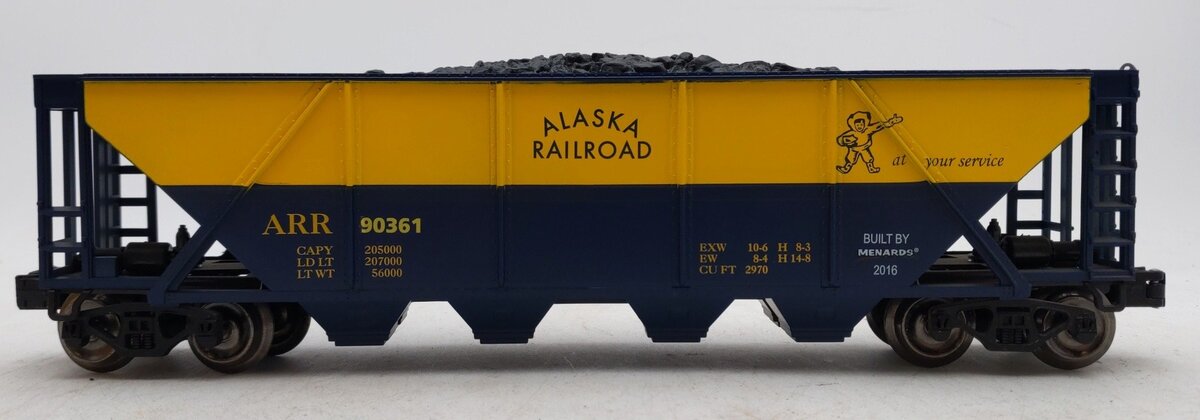 Menards 279-3065 O Gauge Alaska Railroad Hopper Car #90361 EX/Box