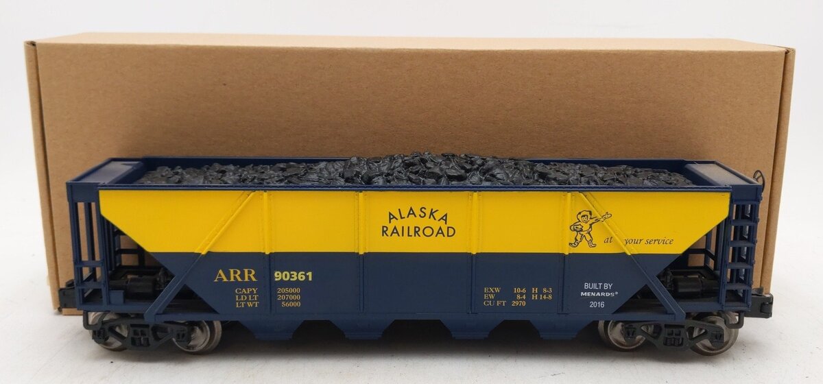 Menards 279-3065 O Gauge Alaska Railroad Hopper Car #90361 EX/Box